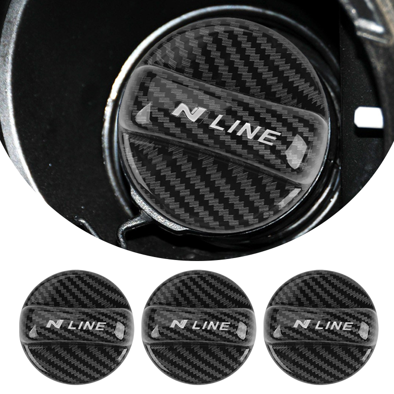Tippet Line - 車の燃料タンクキャップ炭素繊維ガソリンボックスカバーアクセサリーヒュンダイ N ラインパフォーマンスサンタフェ MX5 I20 IX35