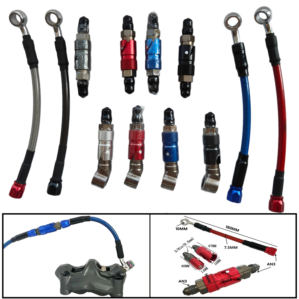 Braided Line - オートバイ AN3 クイックコネクトブレーキホースアダプターキット編組ブレーキラインクイックディスコネクトフィッティングホンダヤマハカワサキ用