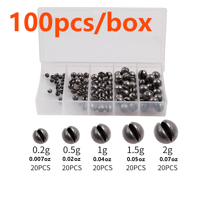Fishing Line Box - 100個入り/箱 シングルオープニングリードシンカーセットボックス 釣り用、リードクリップ、マイクロリード、ラフトフィッシング用、ラインを傷めない、釣り道具用品ボックスセット オープンエンドリードシンカーセット（リードクリップ、リードクリップ付きリードクリップ、平型丸型リードビーズセット） 台湾式釣り、ルアーフィッシング、海釣り、ロックフィッシング、マイクロルアーフィッシングなど様々な釣り方法に適しており、幅広い用途に対応する釣り用品