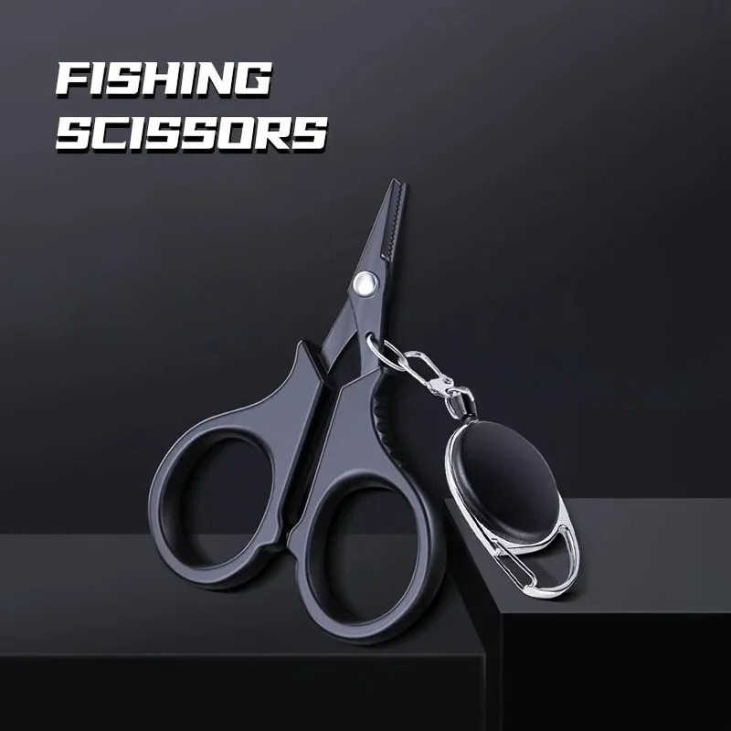 Fishing Line Cutter - ポータブル釣り用はさみ、格納式ストラップ付き、海水耐性、コンパクトな切断ツール、釣り糸のトリミング用