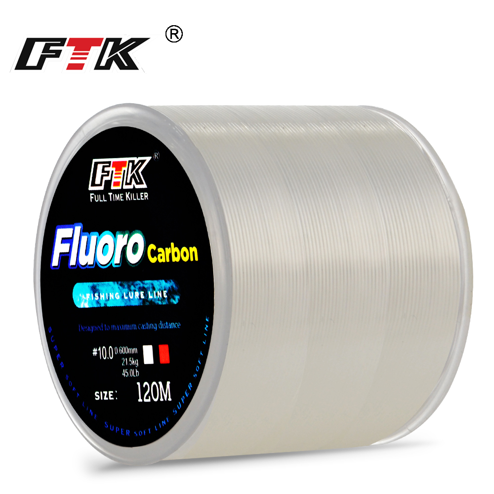 Fluorocarbon Line - 炭素繊維釣り糸,120m,1.88〜15.6kg,レール付属品,0.14〜0.5mm