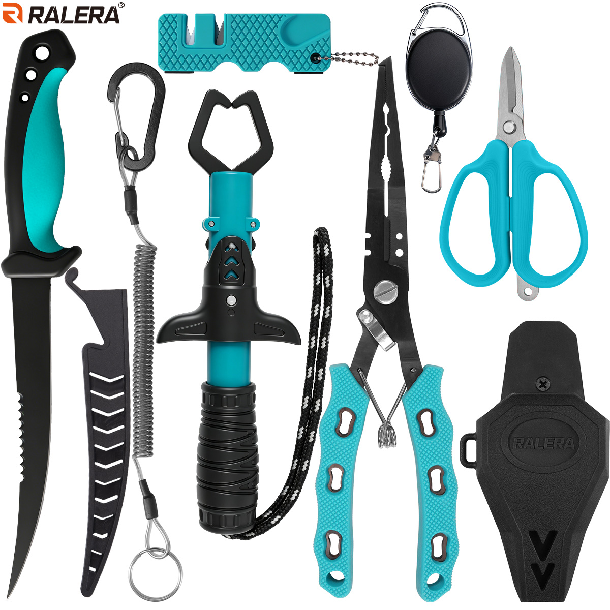 Monofilament Line - RALERA耐塩水釣り具キット：フィッシングプライヤー、フィレナイフ、フィッシュリップグリッパー、ブレイドハサミ、ラインカッター