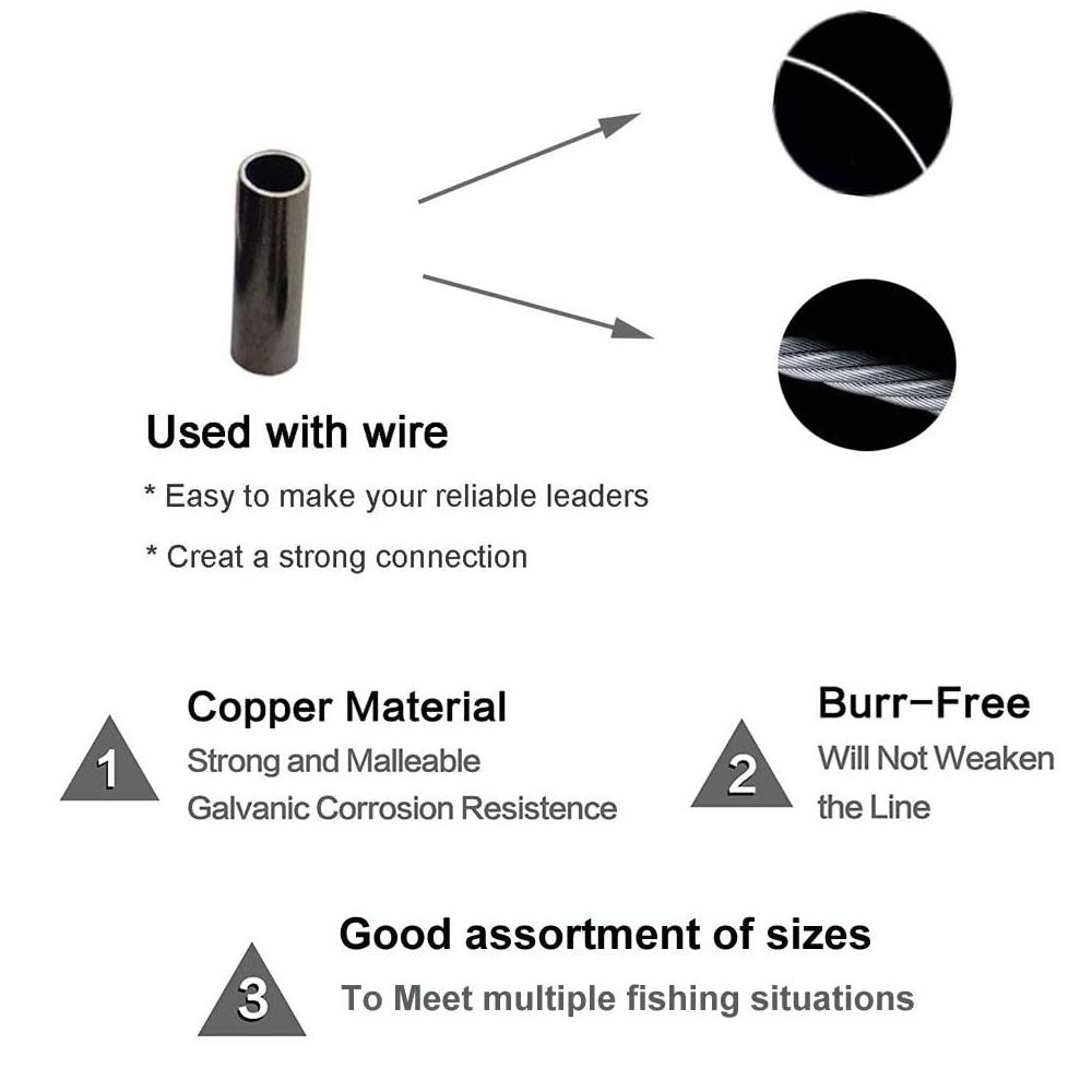 銅釣り糸コネクター,180ピース/箱0.6mm-1.4mm, - Fishing Line Box のレビューと価格