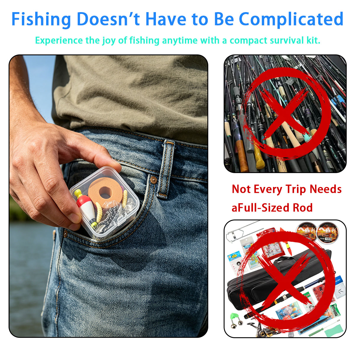 ポータブル緊急釣り具セット、ポータブル屋外緊急釣りキット（浮 - Fishing Line Box のレビューと価格