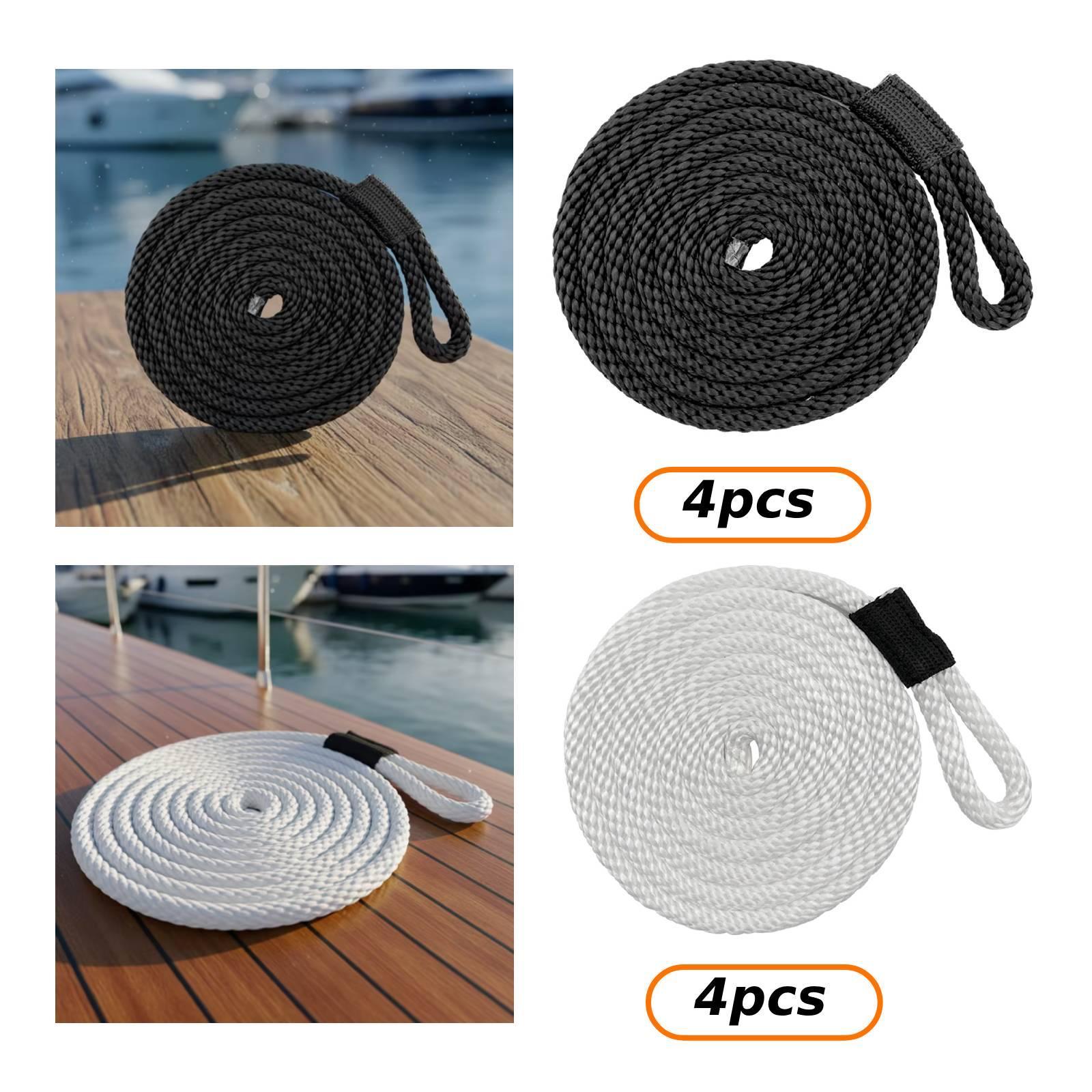 4本組ドックライン係留ロープ、ヘビーデューティー釣り用ポンツ - Braided Line のレビューと価格